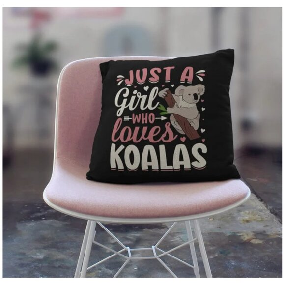 New and charming: Linen Koala Pillow Covers – 18x18 inches – “Just a Girl Who Lo - Picture 2 of 8